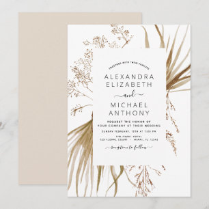Pampas Grass Bohemian Boho Wedding Invitación