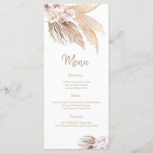 Pampas Grass Bohemian Rubor Wedding Menú de recepc