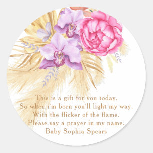 Pampas grass boho acuarela - etiqueta de vela de o