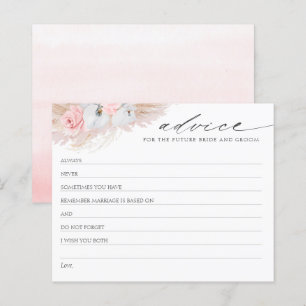 Pampas Grass Boho Bridal Shower Tarjeta de consejo