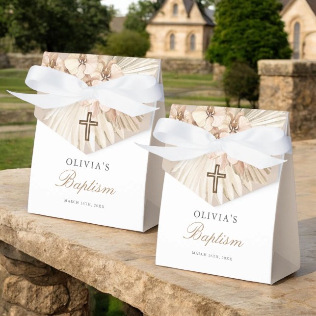 Pampas Grass Boho Chica Baptism Party caja de favo (Subido por el creador)
