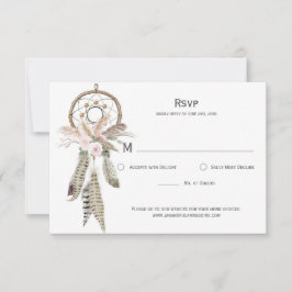 Pampas Grass Boho Feathers Dreamcatcher RSVP Card