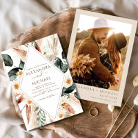 Pampas Grass Boho Foto Invitación a Boda bohemio