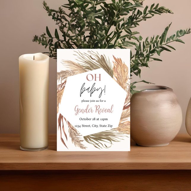 Pampas Grass Boho Invitación a revelar género neut (Subido por el creador)
