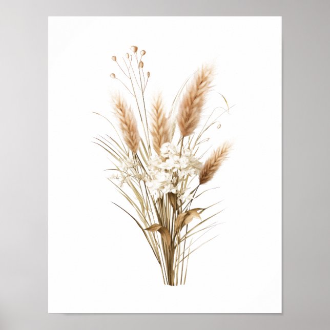 Pampas Grass Boho Poster de la Decoración Neutral  (Frente)