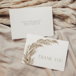 Pampas Grass Boho Tarjeta de agradecimiento