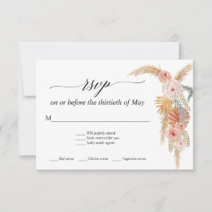 Pampas Grass Boho White Floral Palm Tropical RSVP