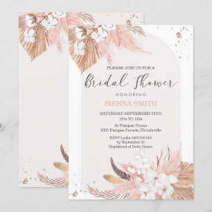 Pampas Grass Bridal Shower Invitación Boho Arch