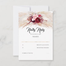 Pampas Grass Burgundy Boda de Moda Roja RSVP