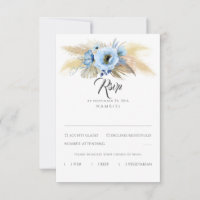 Pampas Grass Dusty Blue Floral Wedding RSVP