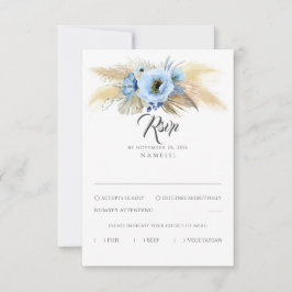 Pampas Grass Dusty Blue Floral Wedding RSVP