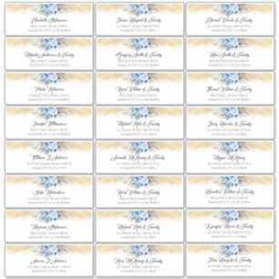 Pampas Grass Dusty Blue Guest Names Etiquetas de d