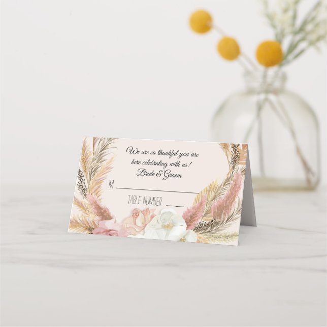 Pampas Grass Earthy Floral Boho Tiende Tarjetas (Anverso)