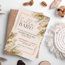 Pampas Grass Fall Simple Invitación Baby Shower