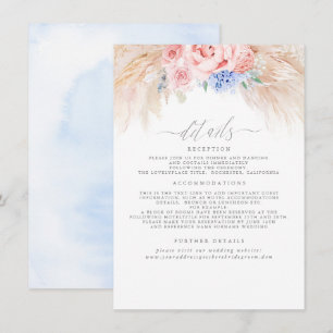 Pampas Grass Floral Boda Detalles Tarjeta de Gabin