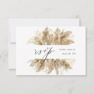 Pampas Grass & Gold Boho w Meal RSVP