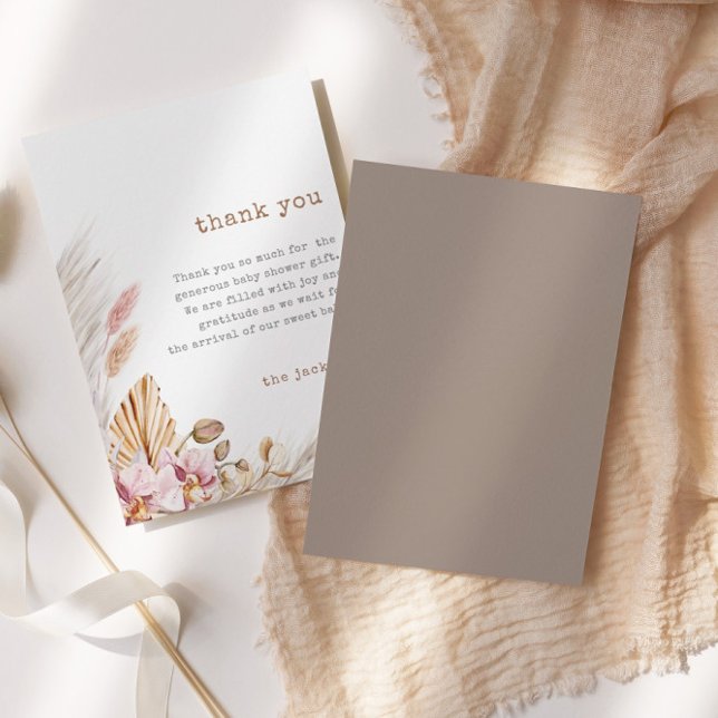 Pampas Grass Moda Boho Baby Shower Gracias Tarjeta (Subido por el creador)