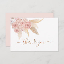 Pampas Grass Pink Boho gracias Cartas de Nota