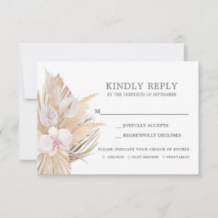 Pampas Grass RSVP boda insertar tarjeta