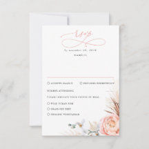 Pampas Grass Rubor Pink Floral Wedding RSVP