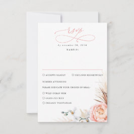 Pampas Grass Rubor Pink Floral Wedding RSVP