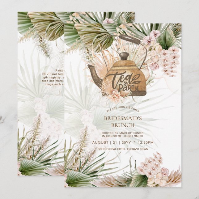 Pampas Grass TEA FIESTA Bridal Shower Lunch (Anverso / Reverso)