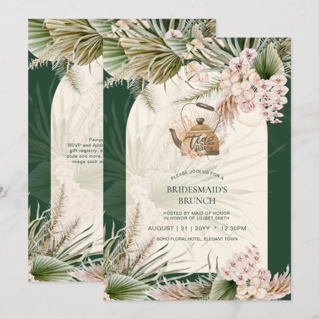 Pampas Grass TEA FIESTA Bridal Shower Lunch (Anverso / Reverso)
