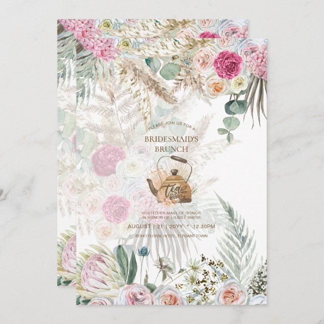 Pampas Grass TEA FIESTA Bridal Shower Lunch (Anverso / Reverso)