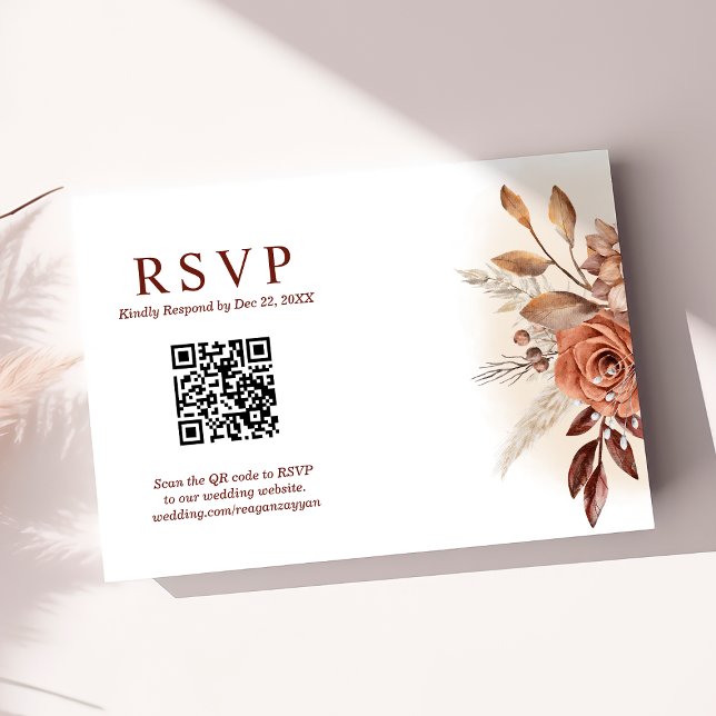 Pampas Hierba Terra Código QR Floral Boda RSVP (Subido por el creador)