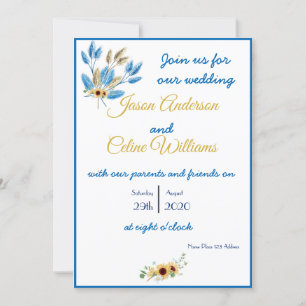 Pampas hierba y girasoles Invitación a la boda