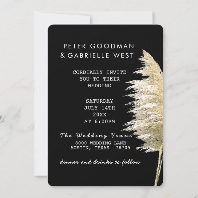 Pampas Invitación a la Boda de Grass (Anverso)