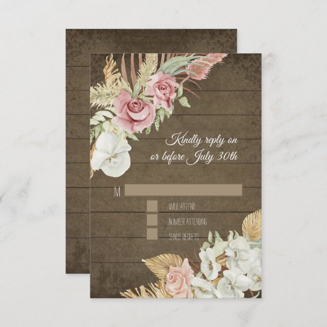 Pampas Palm Rosa Wreath Rusage Foliage RSVP (Anverso / Reverso)