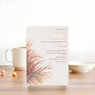 Pampass hierba Terracotta Invitación a la Boda Ros