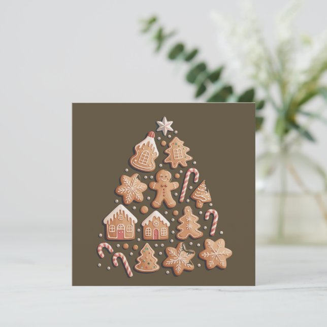 Pan de Jengibre Lindo Árbol de Navidad Invierno Pa (Anverso de pie)
