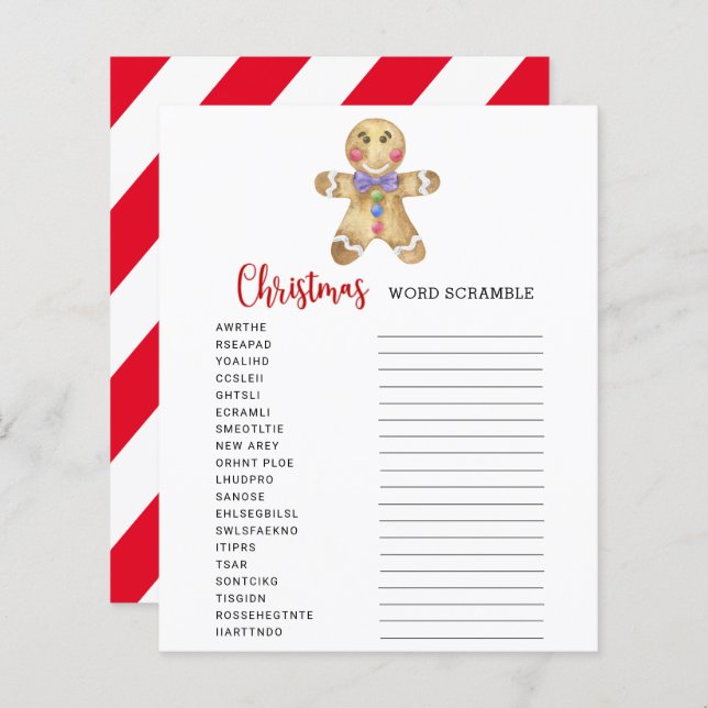 Pan de jengibre - Tarjeta de juego de Word Scrambl (Anverso / Reverso)