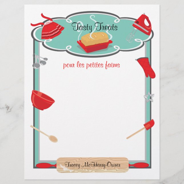 Pan de membrete de volante y cocina retro 2 (Frente)