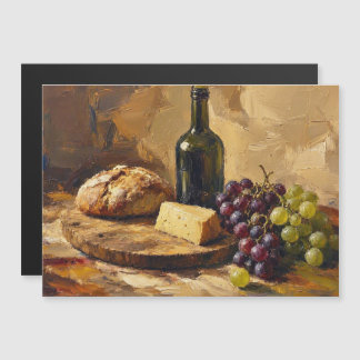Pan de vino queso uvas Pintura de arte abstracto