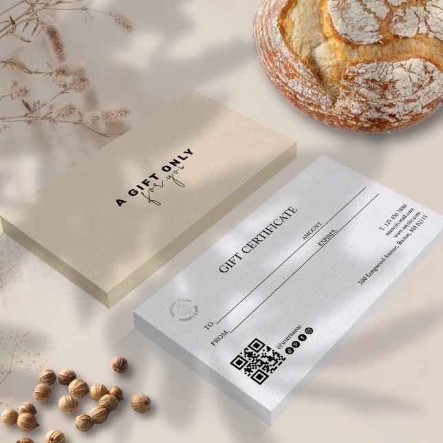 Panadería Chef Código Qr Negrita Logotipo de letra (Bakery Chef Qr Code Bold Font Logo Gift Certificat)