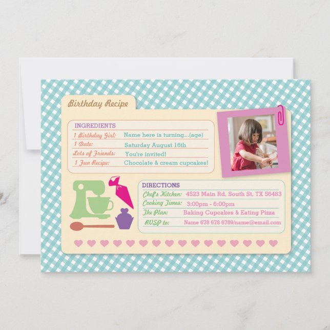 Panadería Fiesta de la tarjeta de fotos de cumplea (Anverso)