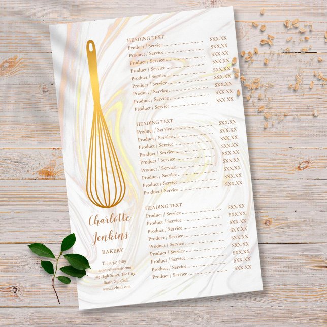 Panadería Gold Whisk Menú de Servicio de Mármol de (Subido por el creador)