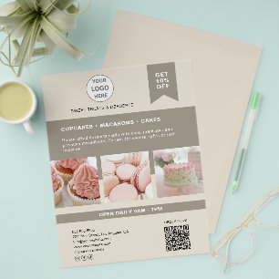 Panadería logotipo personalizado Flyer beige
