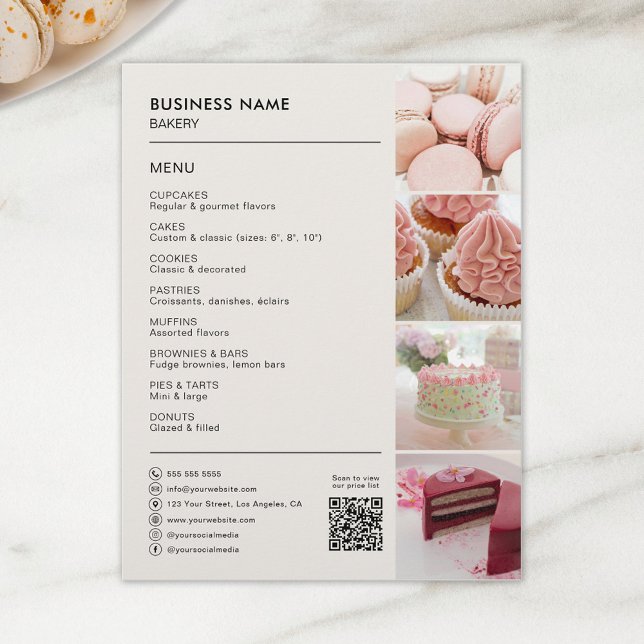 Panadería Pastelito Pastelería Menú Negocio (Bakery Cupcake Cake Shop Create Your Own Menu Business Flyer by MINTIC DESIGN STUDIO)