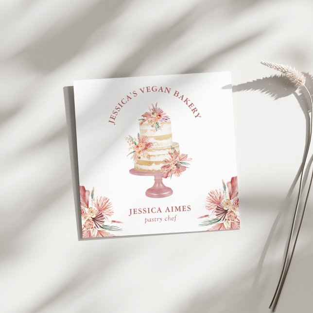 Panadería Pastoral Chef Floral Cake Tarjeta de vis (Subido por el creador)