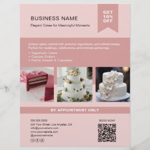 Panadería Torta Foto Personalizada QR Rosa Volante