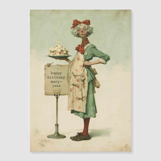 Panadero Antiguo con Tarta de Cumpleaños (Anverso)