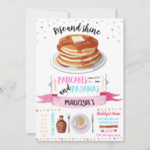 Pancakes and Pajamas Tarjeta de invitación para el