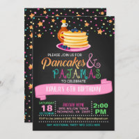 Pancakes & Pajamas Invitación al cumpleaños
