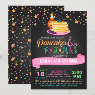 Pancakes & Pajamas Invitación al cumpleaños