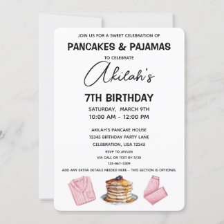 Pancakes & Pajamas Invitación al partido Chica de
