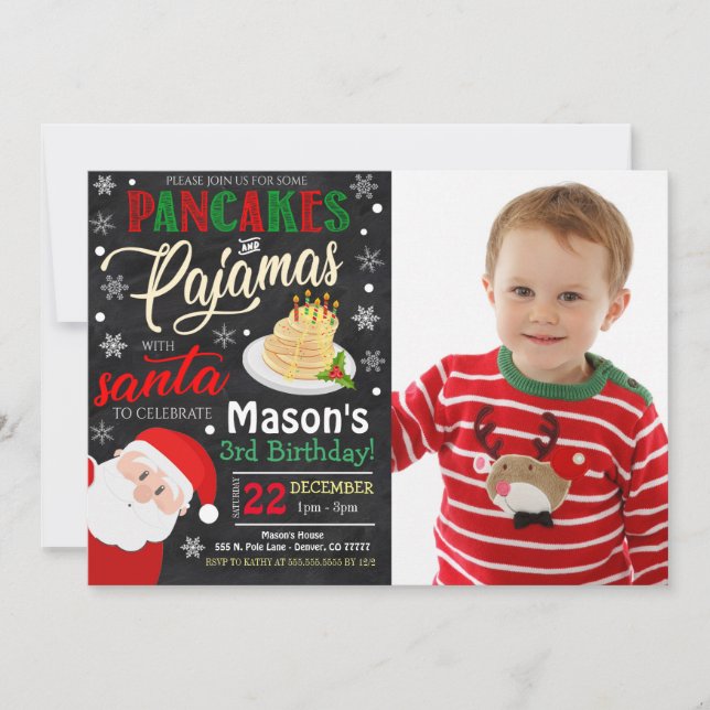 Pancakes & Pajamas Xmas Invitación a la fiesta de  (Anverso)